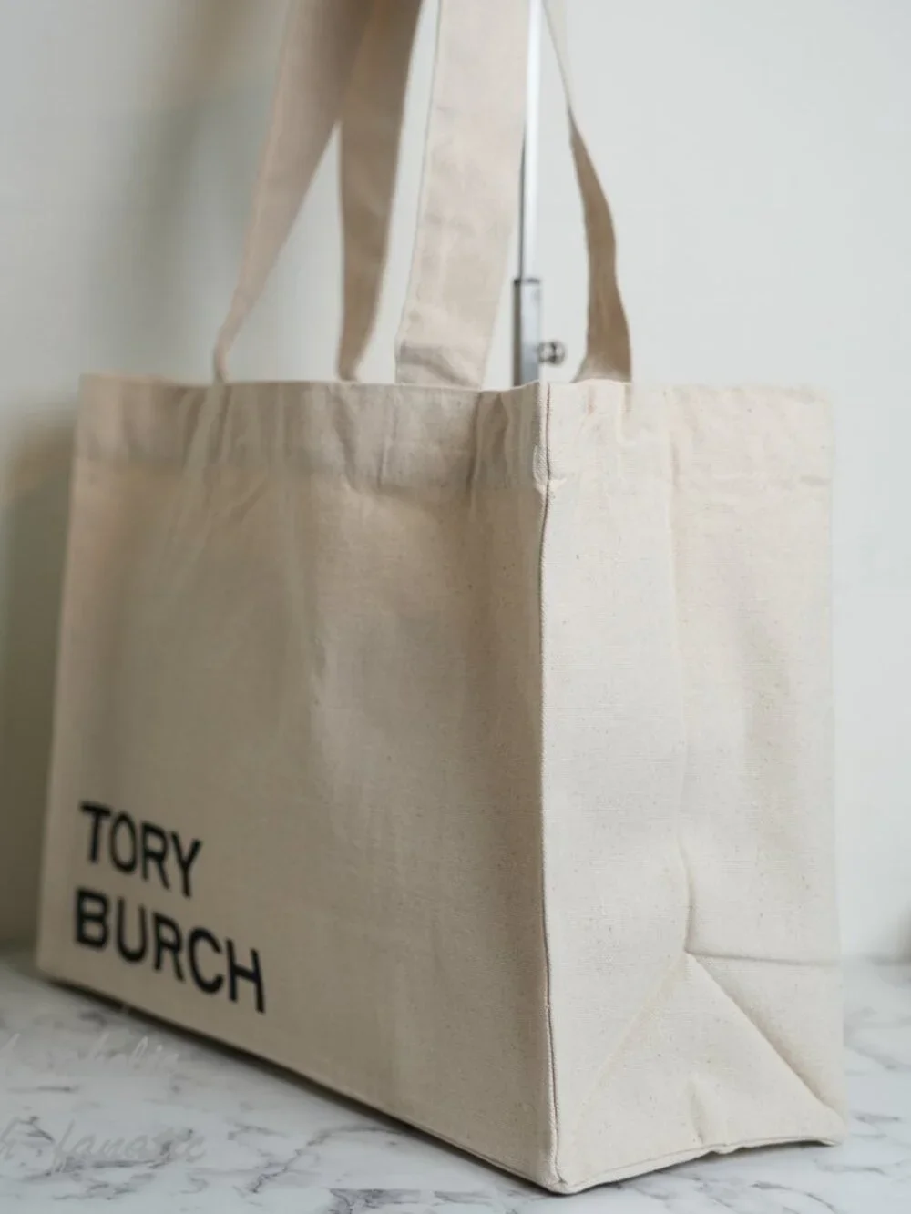 Tory Burch 100% Natural Cotton Logo Tote Shopping Bag